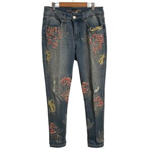Melissa McCarthy Embroidered Skinny Slimming Silhouette Jeans Size 6